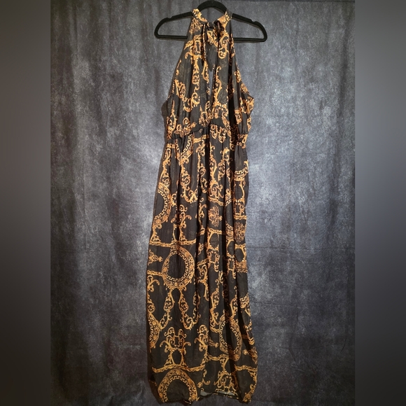 Boohoo Black and Gold Sheer Maxi Swimsuit Cover Up - Picture 11 of 13